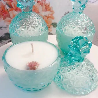 Teal Glass Luxury Candle